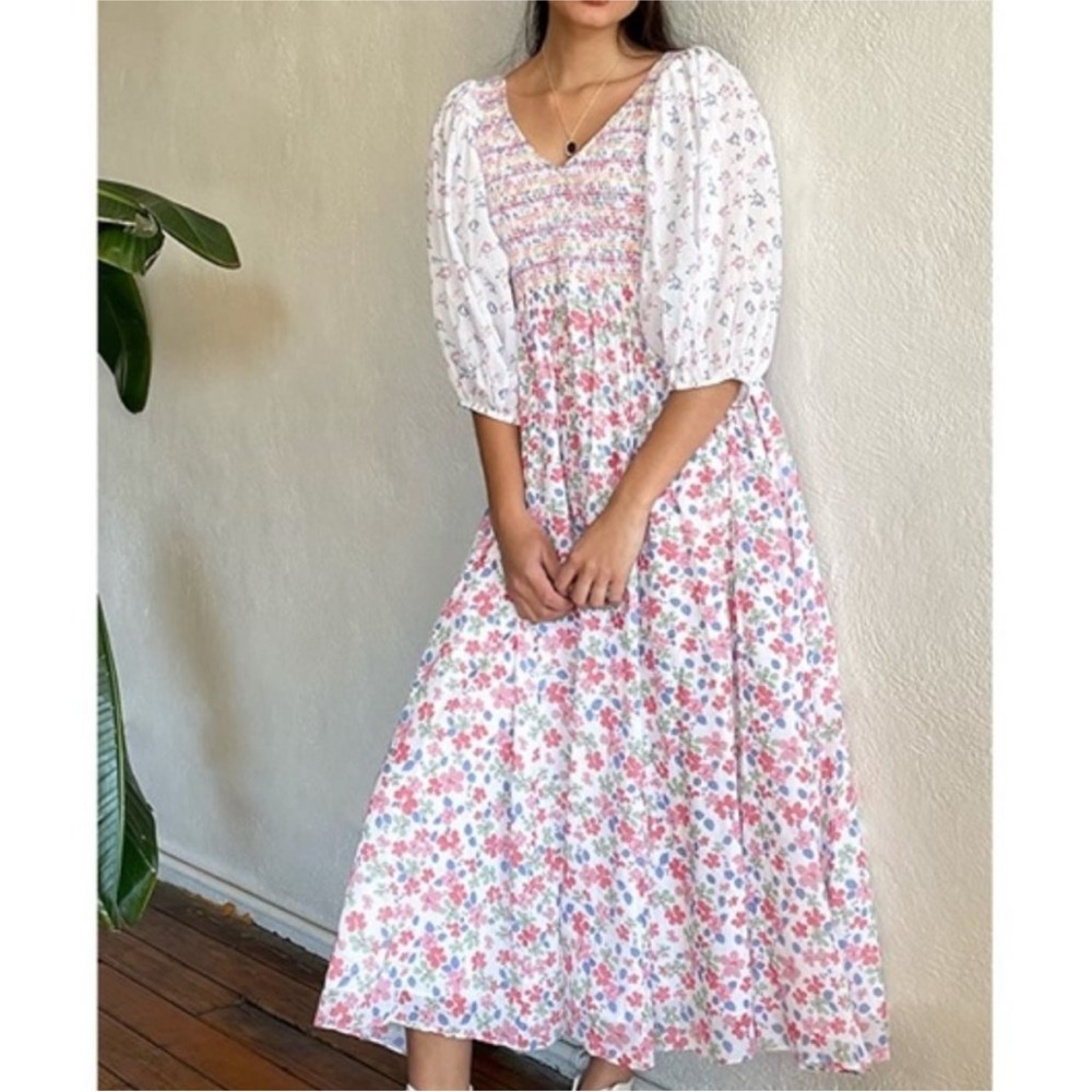 Loveshackfancy Analia Dress Floral Midi Dress Size P/XS
